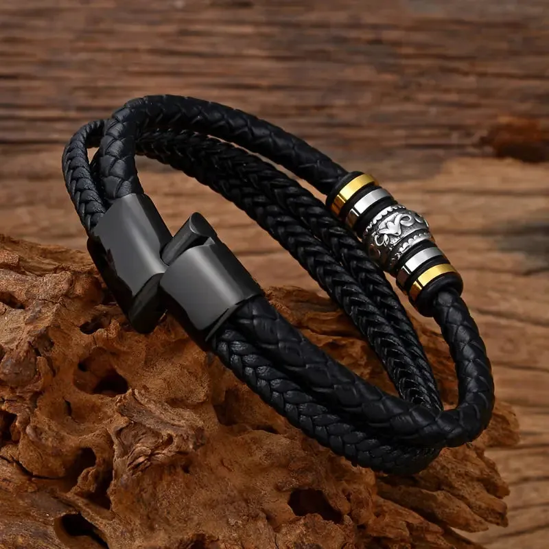 Braided Leather Bracelets for Men - Vegan leather - Imported