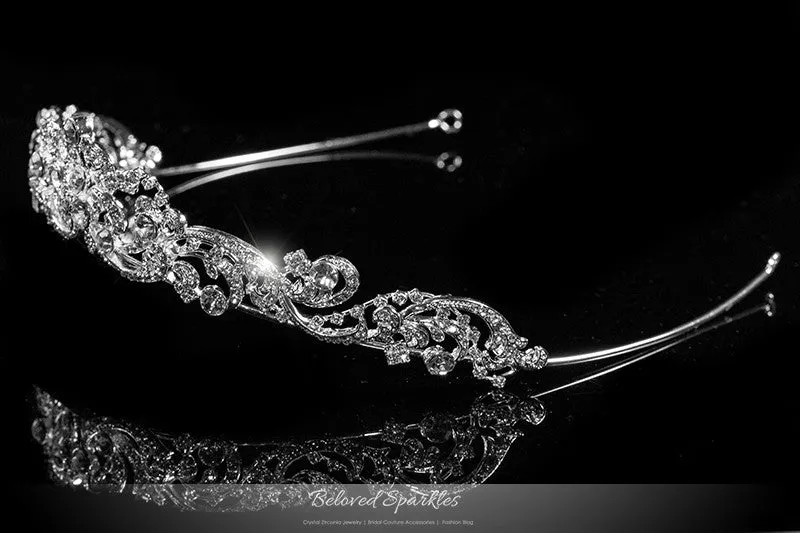 Brianna Romantic Royal Silver Tiara | Swarovski Crystal