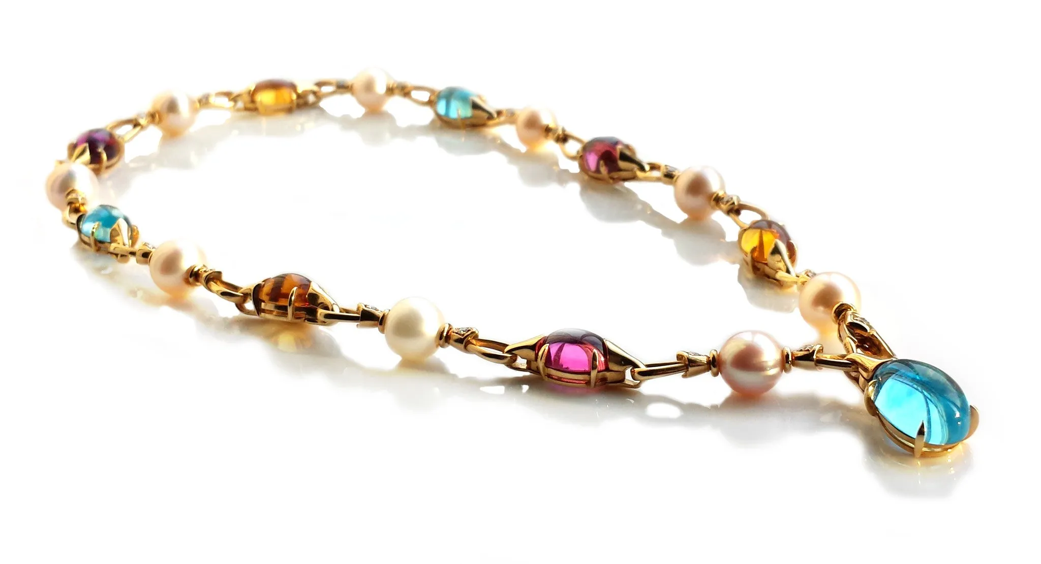 Bulgari Bvlgari Diamond, Pearl, Topaz, Tourmaline & Citrine Choker / Necklace in 18k Gold