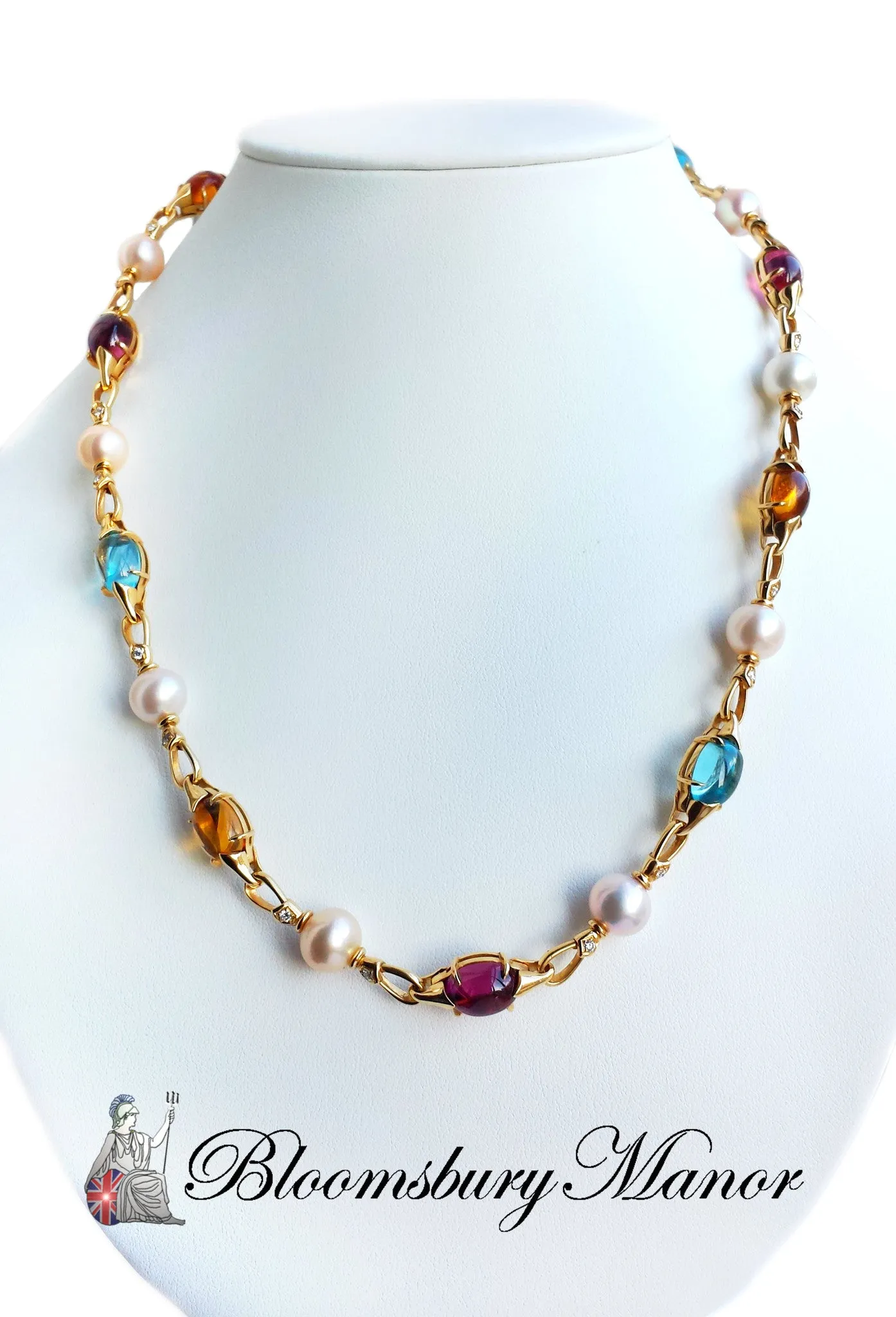 Bulgari Bvlgari Diamond, Pearl, Topaz, Tourmaline & Citrine Choker / Necklace in 18k Gold