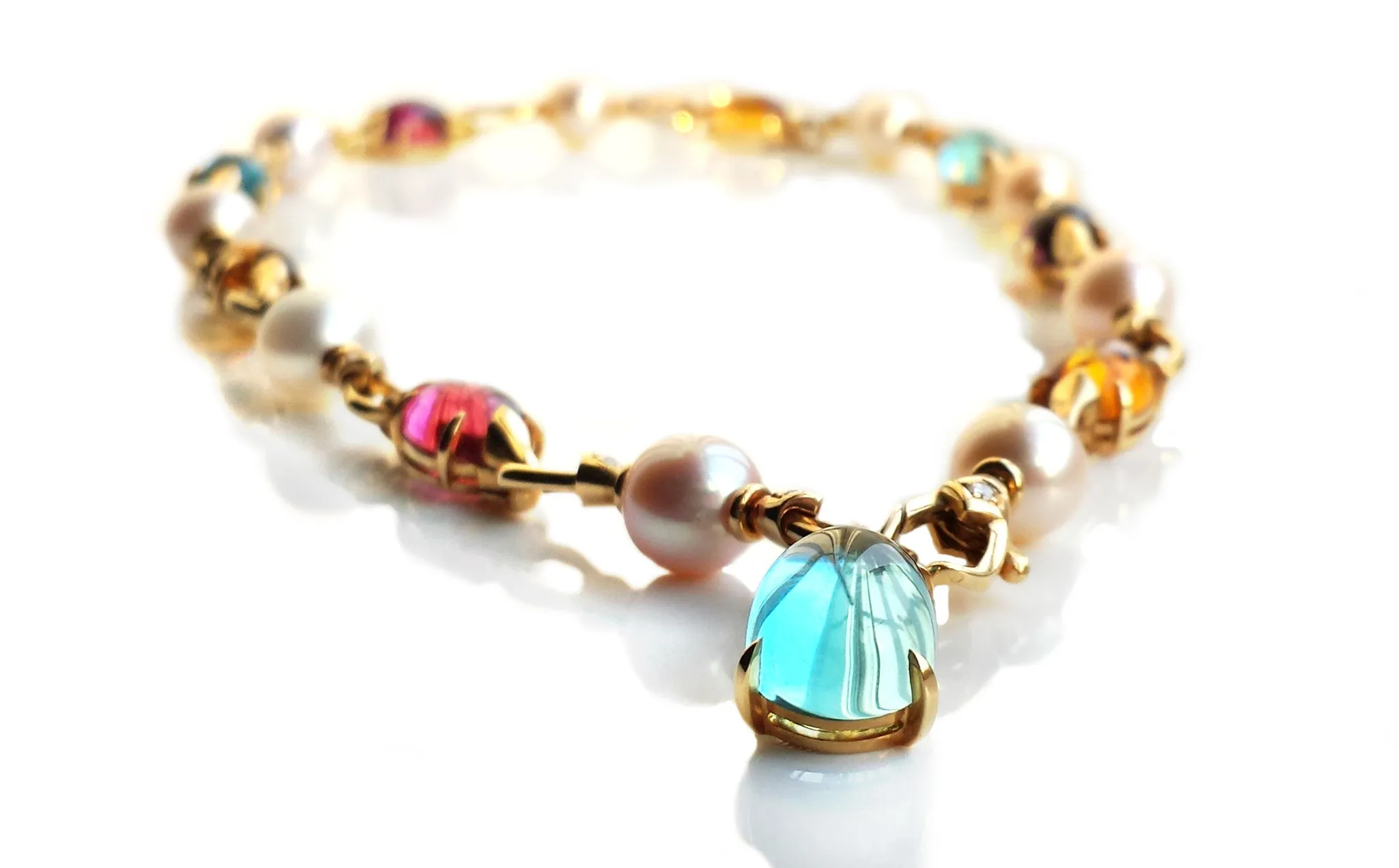 Bulgari Bvlgari Diamond, Pearl, Topaz, Tourmaline & Citrine Choker / Necklace in 18k Gold