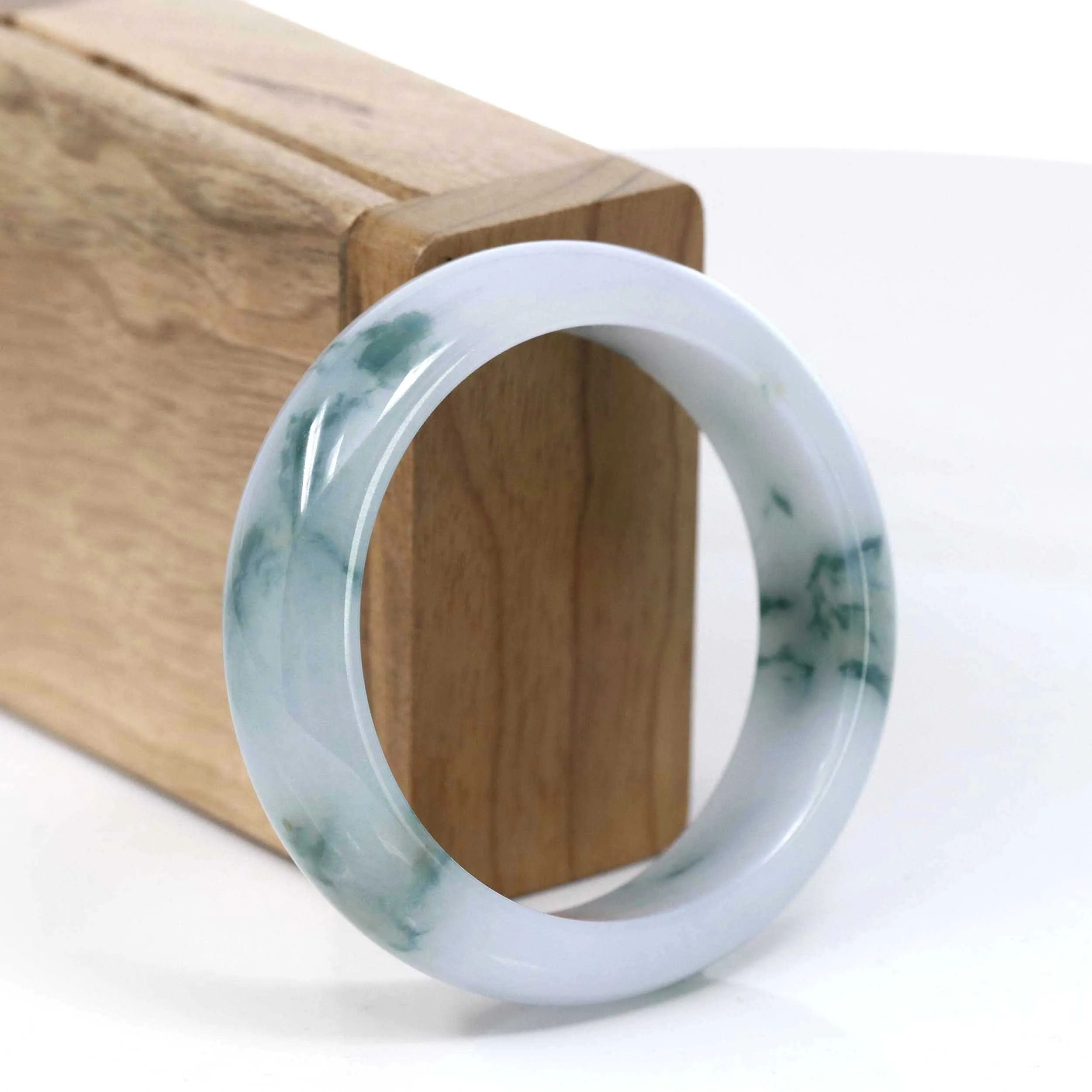 Burmese High Ice Blue-green Jade Jadeite Bangle Bracelet (53.37mm) ( Collectibles )T070