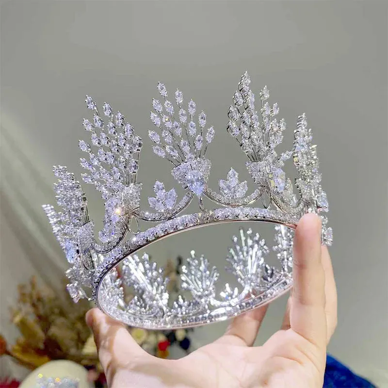 Burst of Glamour Bridal Cubic Zirconia Crystal Crown