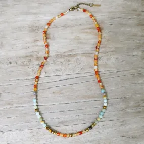 Carnelian and Amazonite Delicate Beaded Necklace