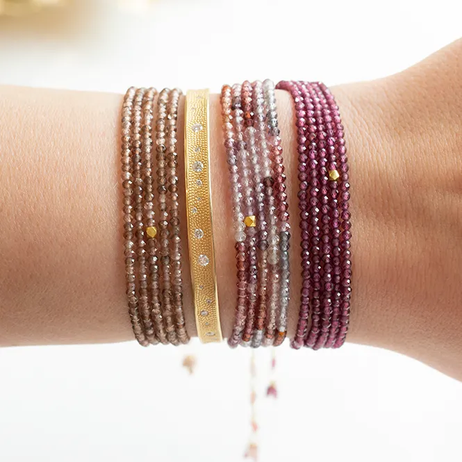 Champagne Garnet Wrap Bracelet - Necklace