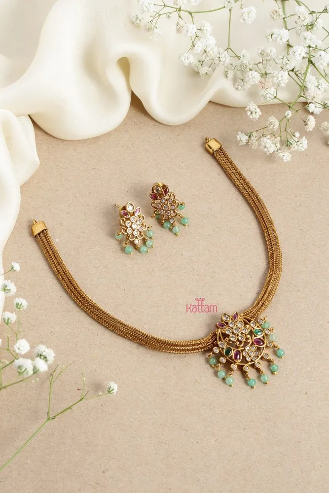 Chandbali PastelGreen Beaded Choker