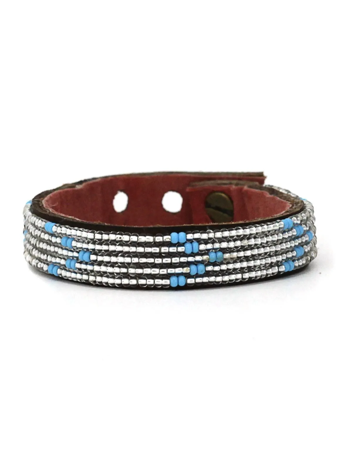 Chevron Summer Beaded Leather Cuff