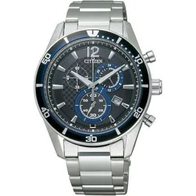 CITIZEN COLLECTION ECO DRIVE SOLAR CHRONOGRAPH BLACK & BLUE DIAL MEN WATCH VO10-6741F