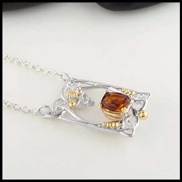 Citrine and Trinity Knot Necklace