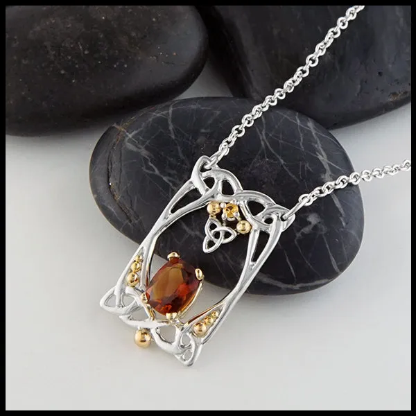 Citrine and Trinity Knot Necklace