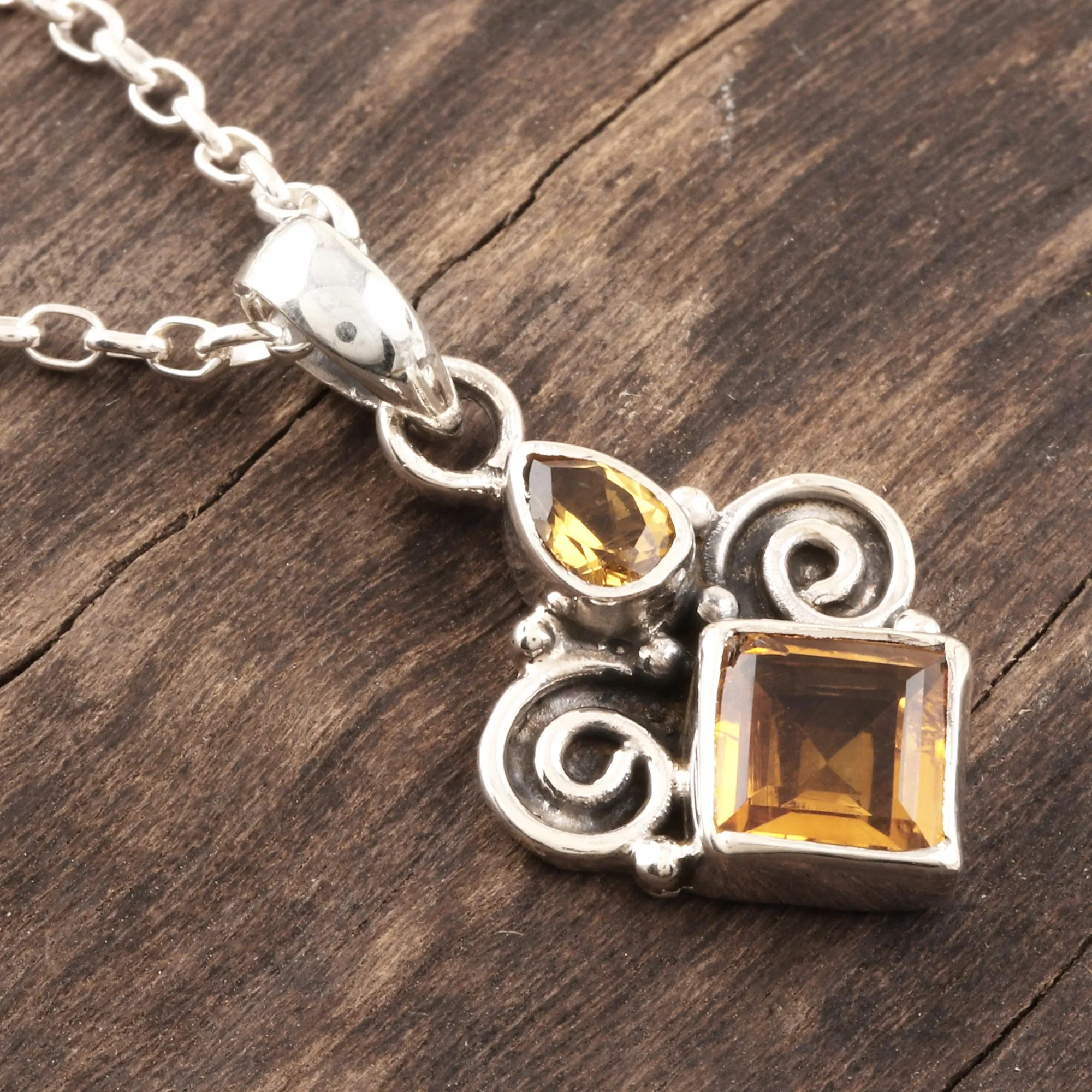 Citrine Birthstone Pendant Necklace - Paramount | NOVICA