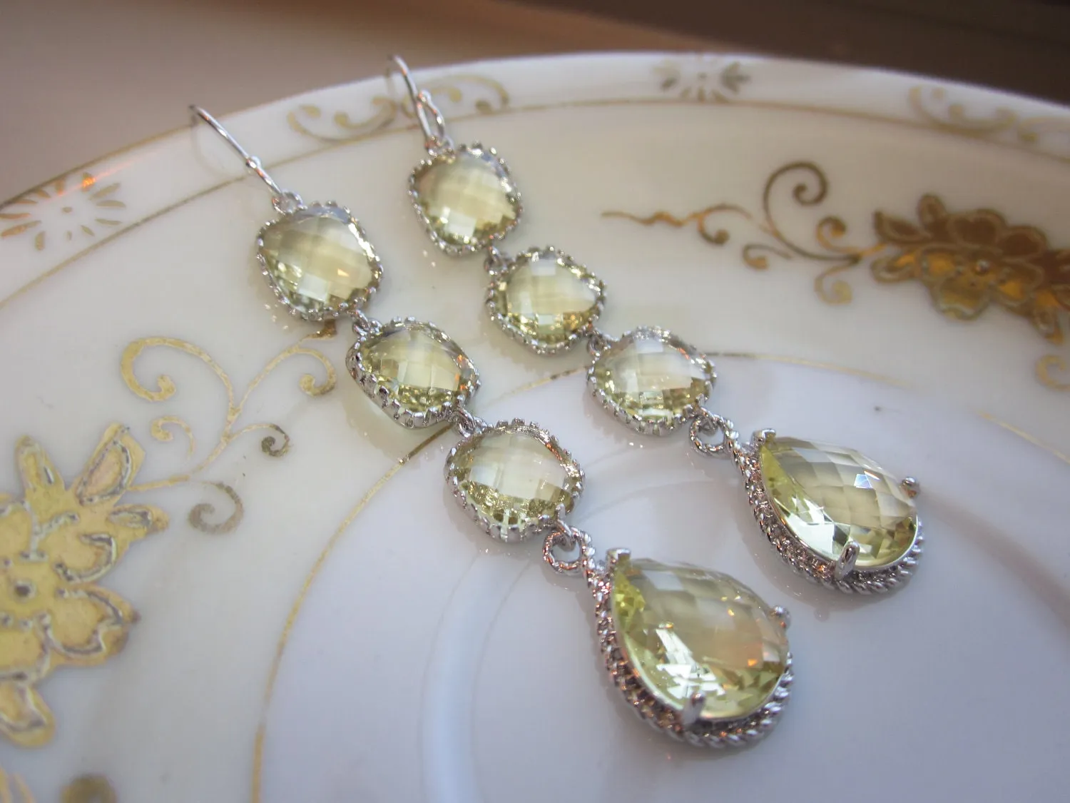 Citrine Earrings Yellow Earrings - 4 tier earrings - Sterling Silver - Bridesmaid Earrings - Wedding Earrings - Valentines Day Gift