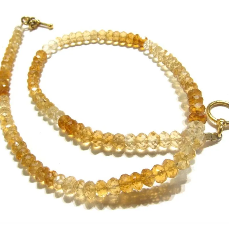 Citrine Necklace with Gold Plated Clasp