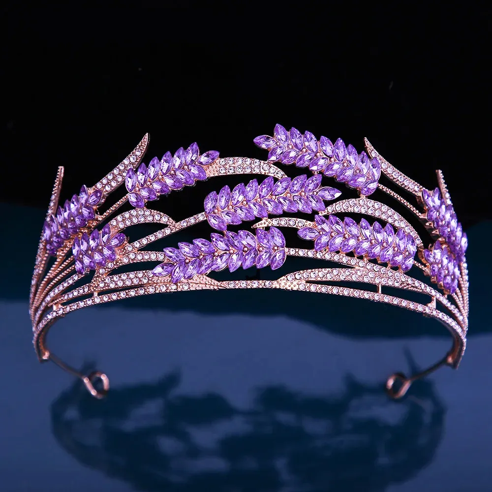 Classic Crystal Leaf Tiara Crown Princess Party Hair Accessory