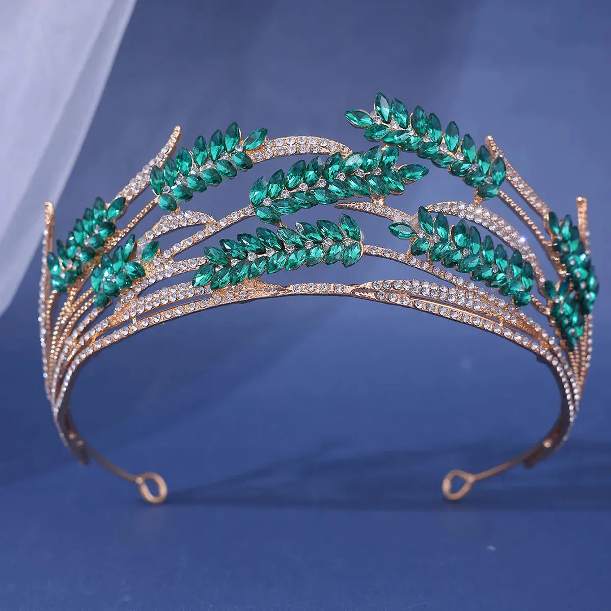 Classic Crystal Leaf Tiara Crown Princess Party Hair Accessory