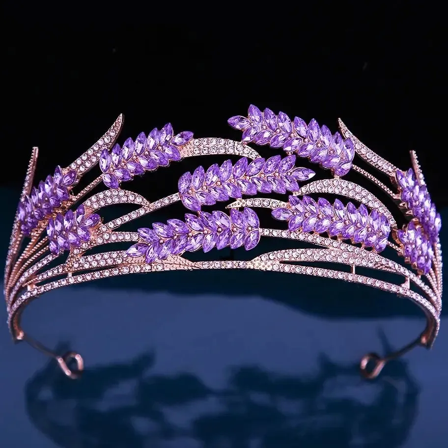 Classic Crystal Leaf Tiara Crown Princess Party Hair Accessory