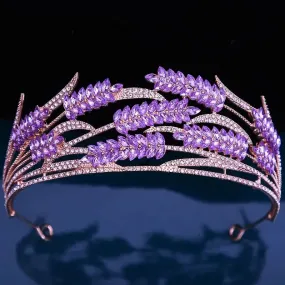 Classic Crystal Leaf Tiara Crown Princess Party Hair Accessory