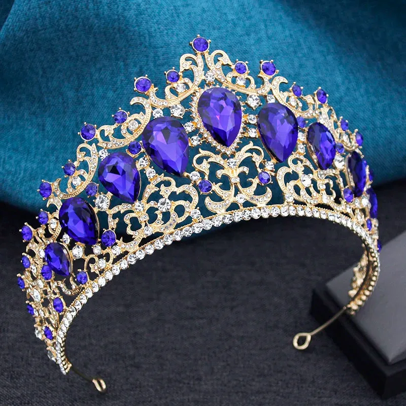 Colorful Crystal Tiaras for Women Party Wedding Pageant Hair Crown Accessory