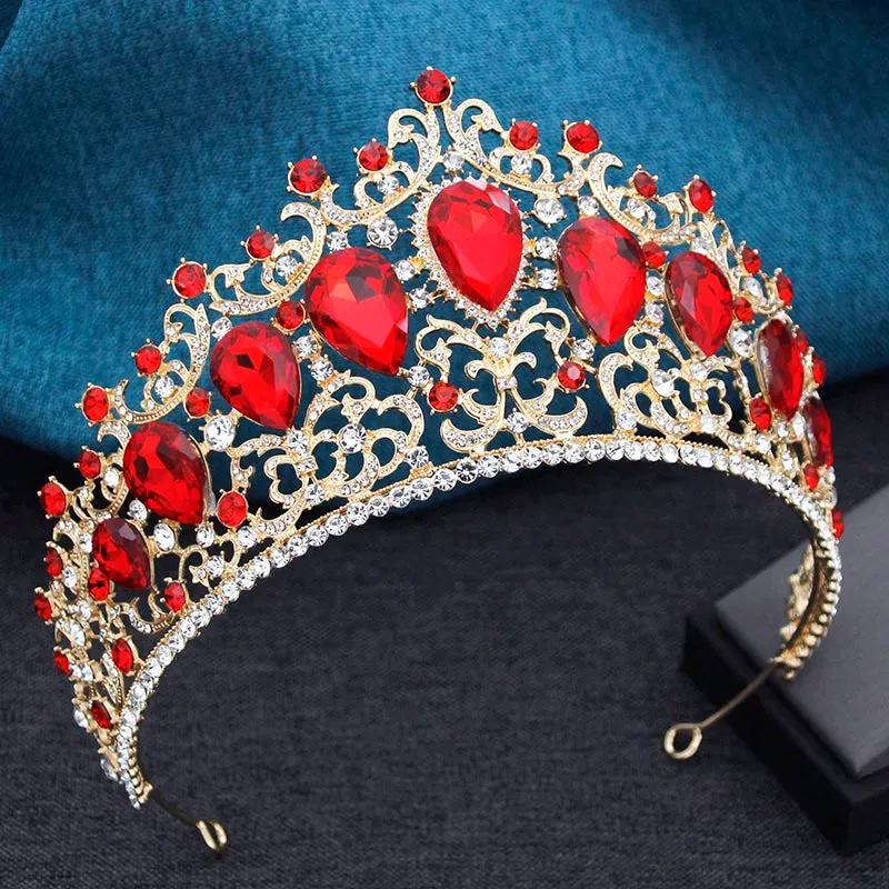 Colorful Crystal Tiaras for Women Party Wedding Pageant Hair Crown Accessory