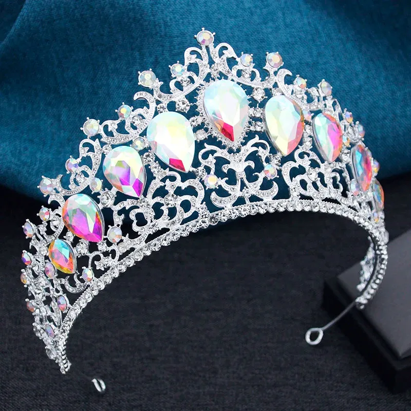 Colorful Crystal Tiaras for Women Party Wedding Pageant Hair Crown Accessory