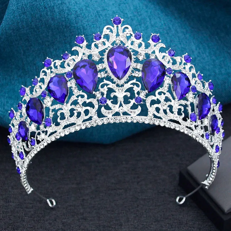 Colorful Crystal Tiaras for Women Party Wedding Pageant Hair Crown Accessory