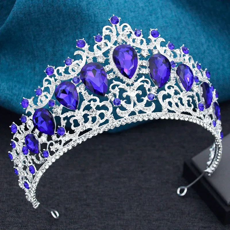 Colorful Crystal Tiaras for Women Party Wedding Pageant Hair Crown Accessory