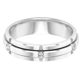 Contemporary Diamond Gold Band Ring in Prong Setting