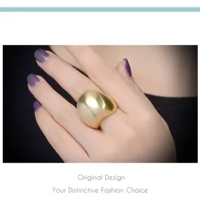 Contemporary Polished Geometric Dome Statement Ring