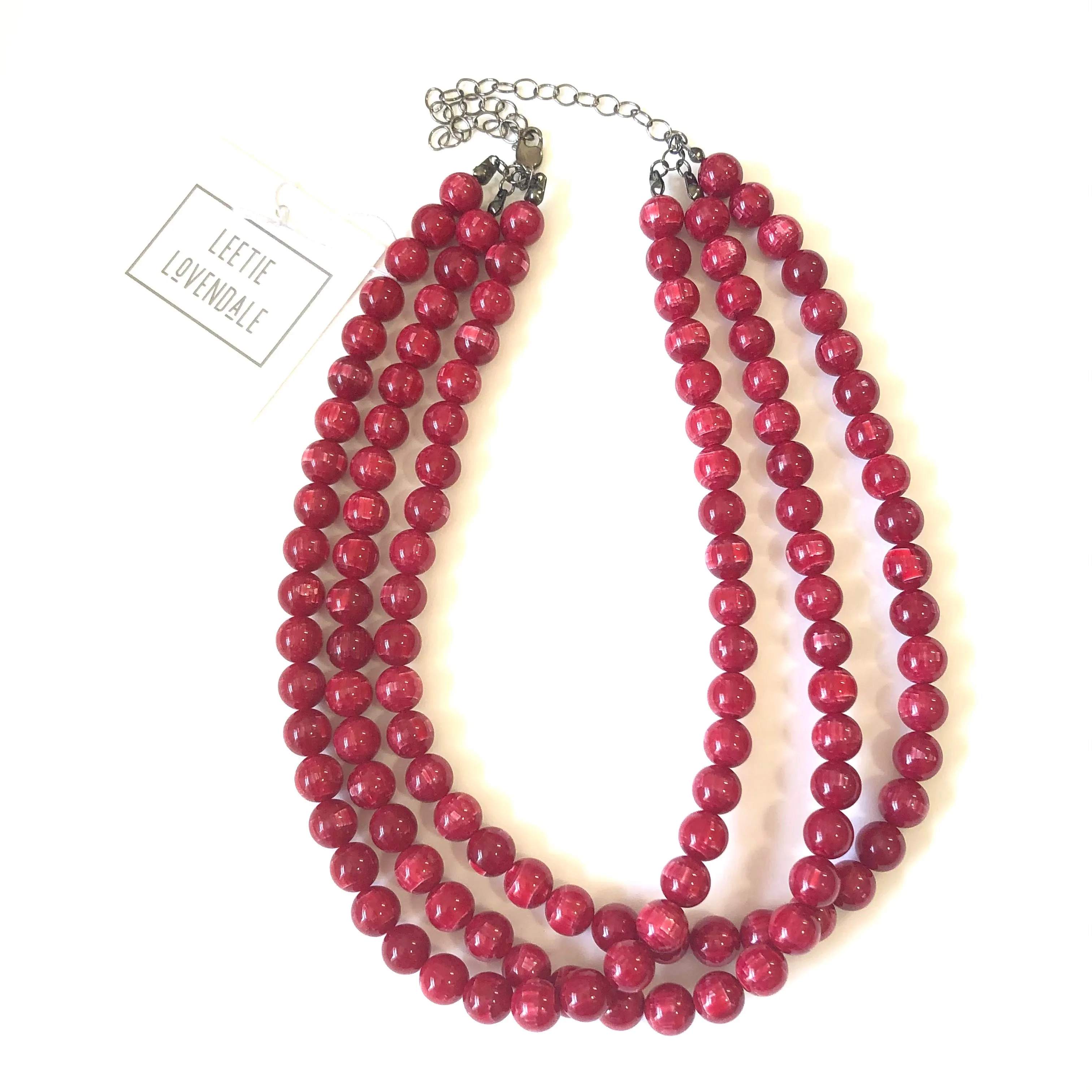 Cranberry Matrix Beaded Morgan Necklace