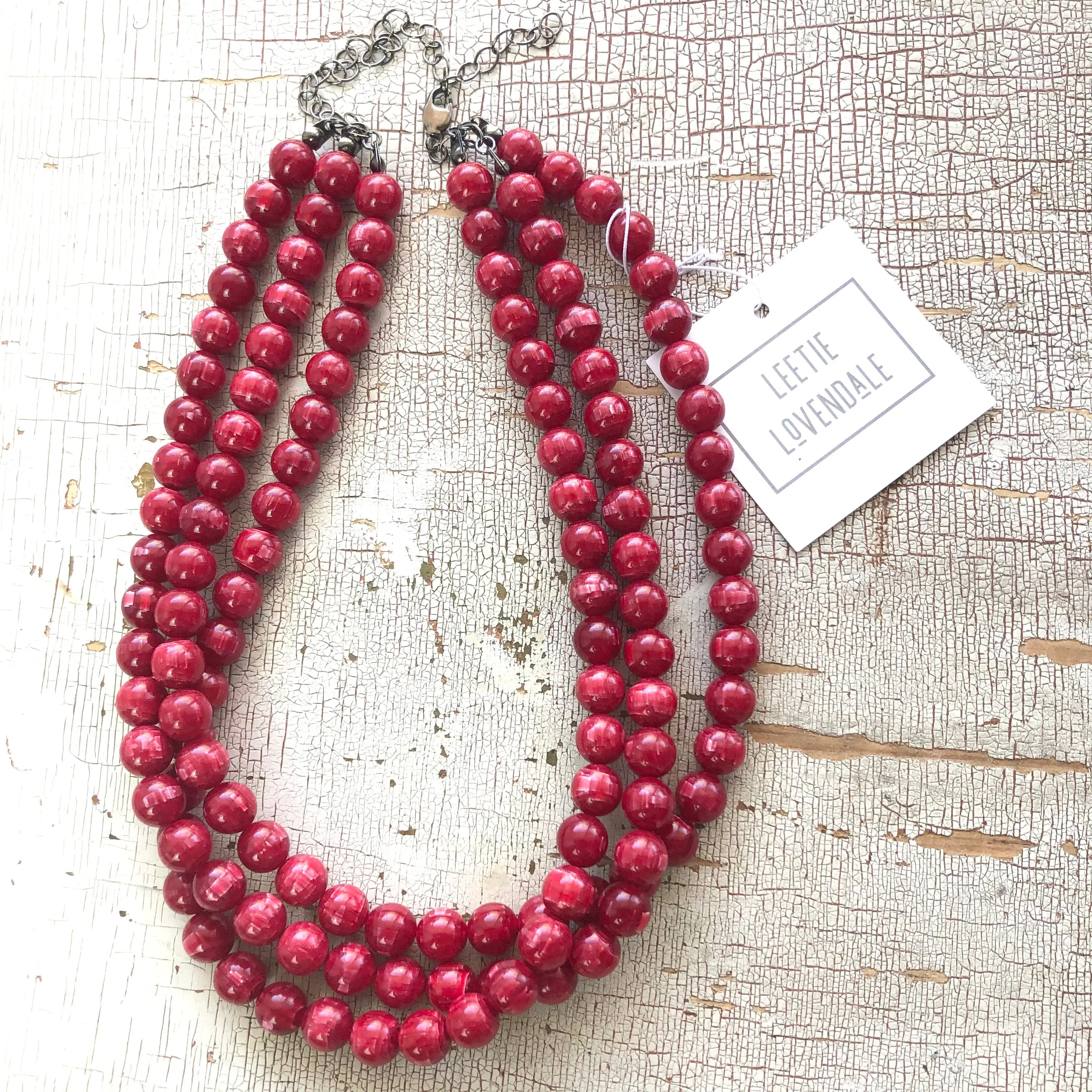 Cranberry Matrix Beaded Morgan Necklace