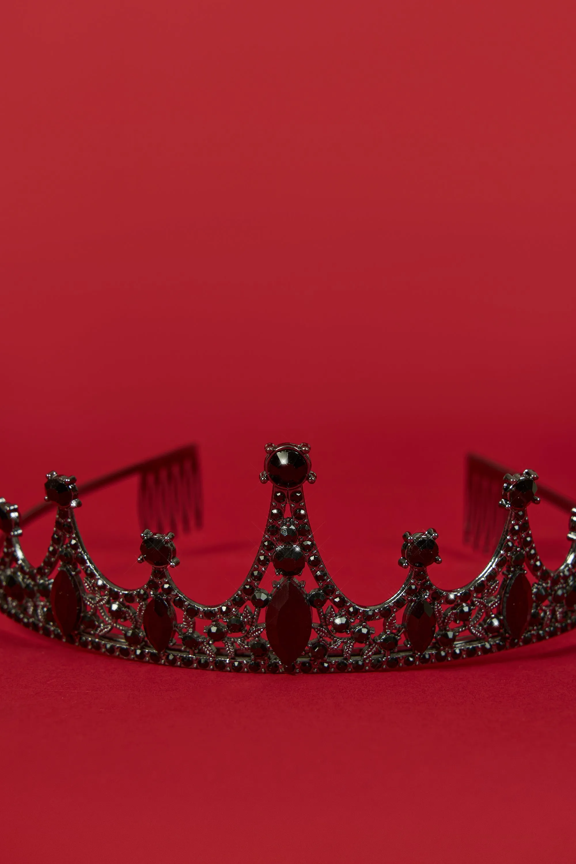 Crystal-Embellished Tiara in Black