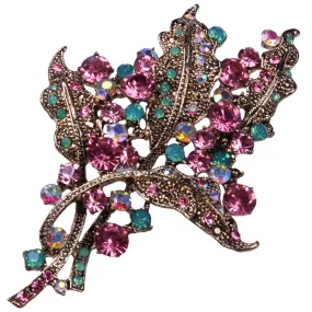 Crystal Leaves Brooch