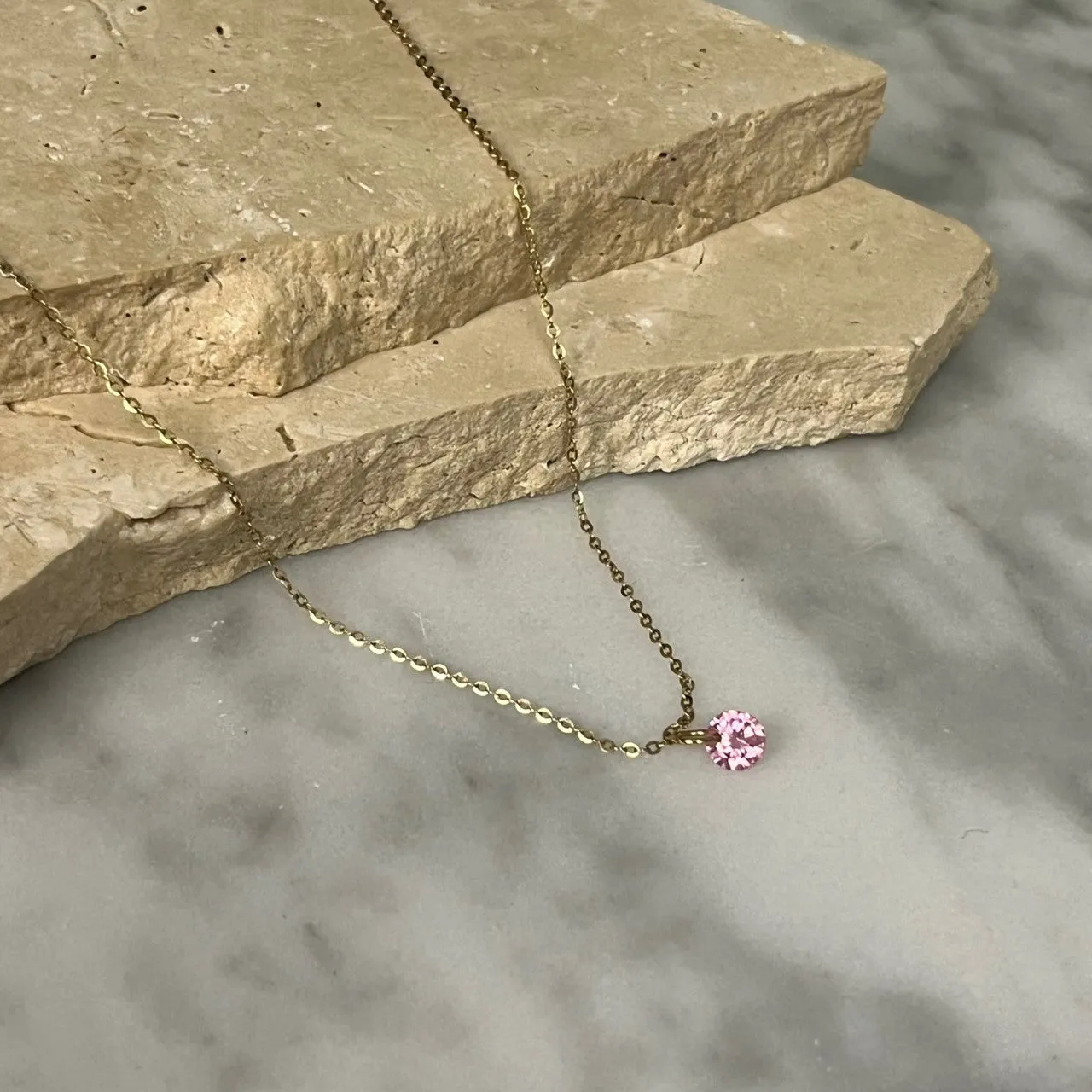 Crystal love 9k solid gold birthstone necklace