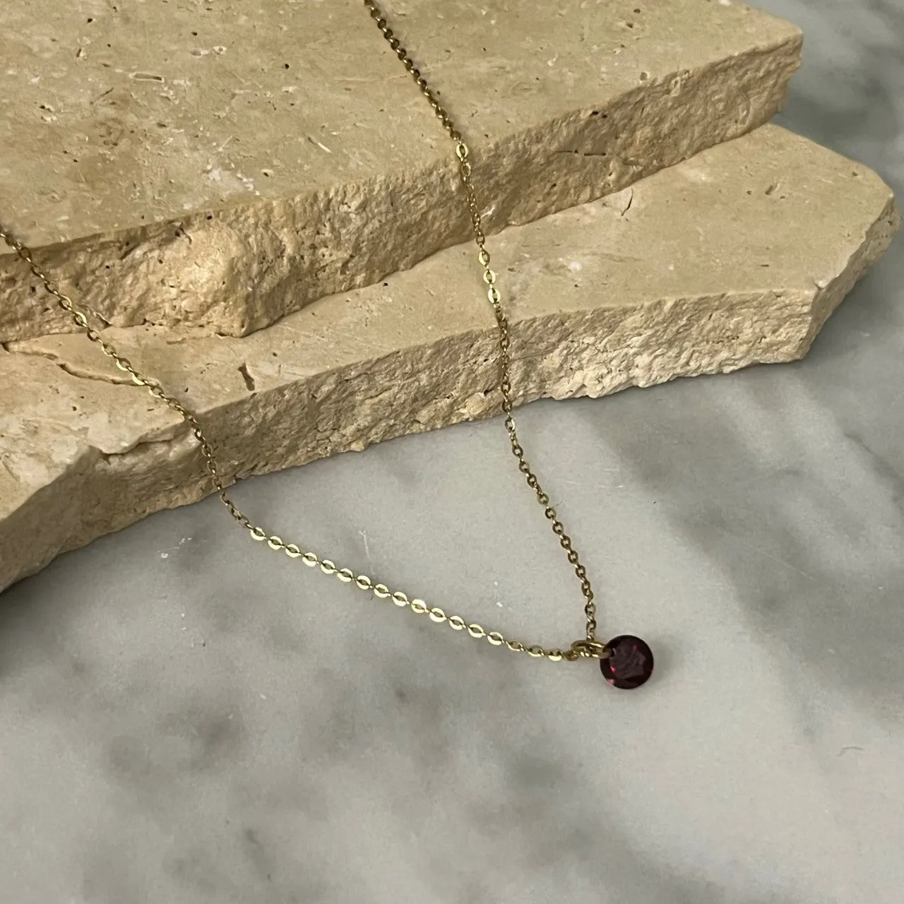 Crystal love 9k solid gold birthstone necklace