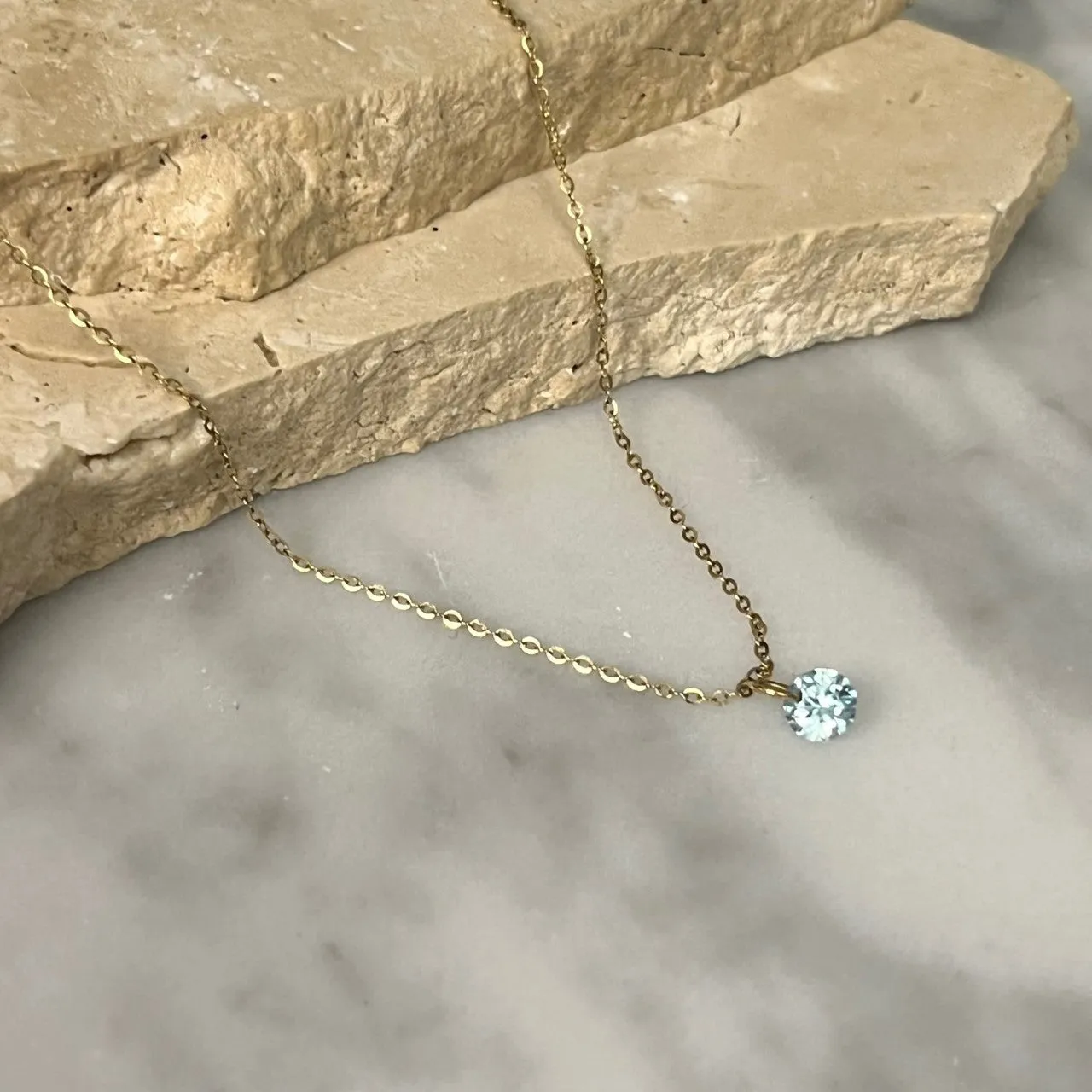 Crystal love 9k solid gold birthstone necklace