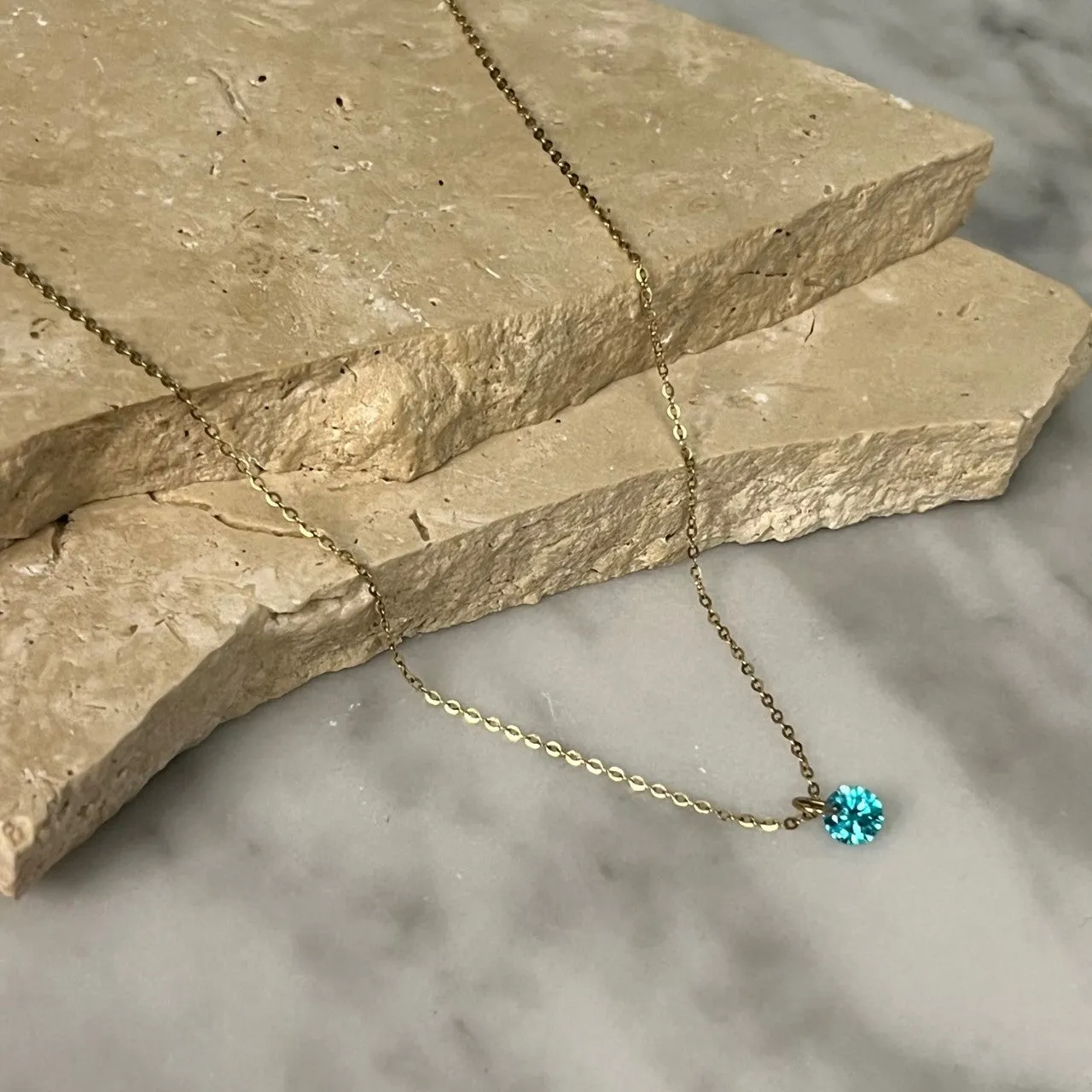 Crystal love 9k solid gold birthstone necklace