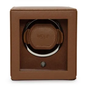 Cub Single Watch Winder With Cover (Cognac)