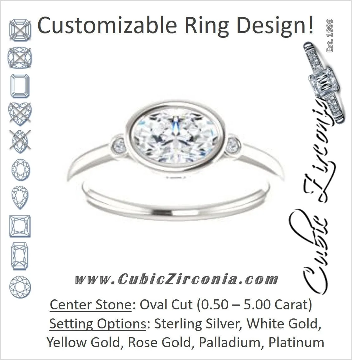 Cubic Zirconia Engagement Ring- The Analise (Customizable Oval Cut)