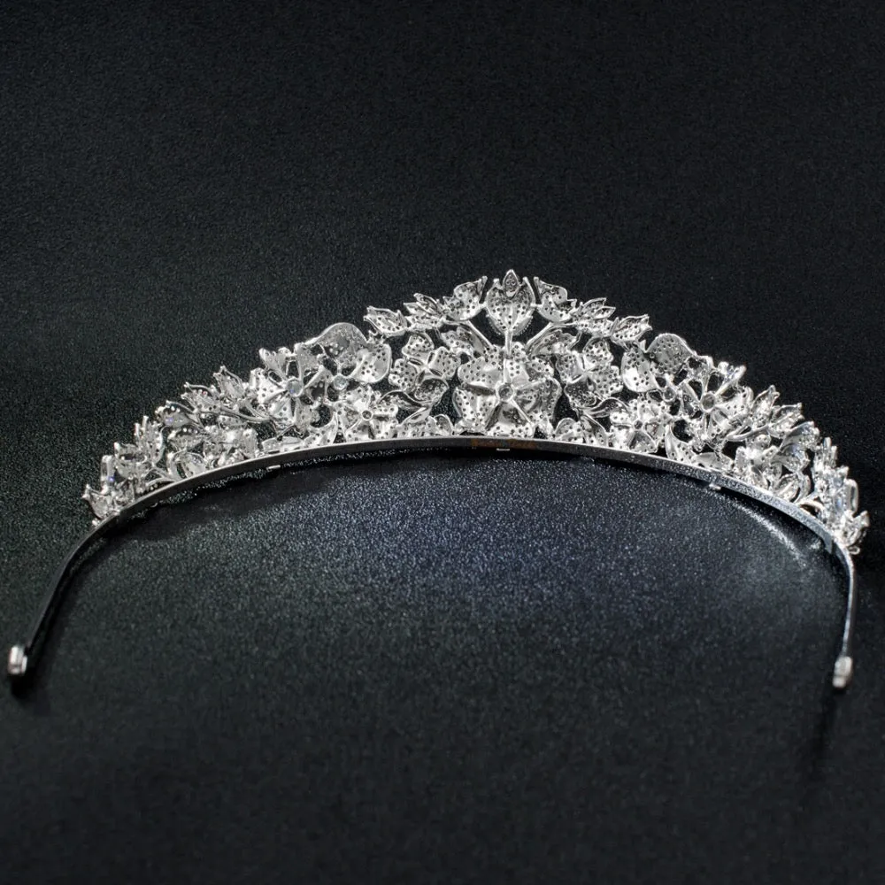 Cubic Zirconia Flower Wedding Bridal Tiara Hair Accessories CH10217