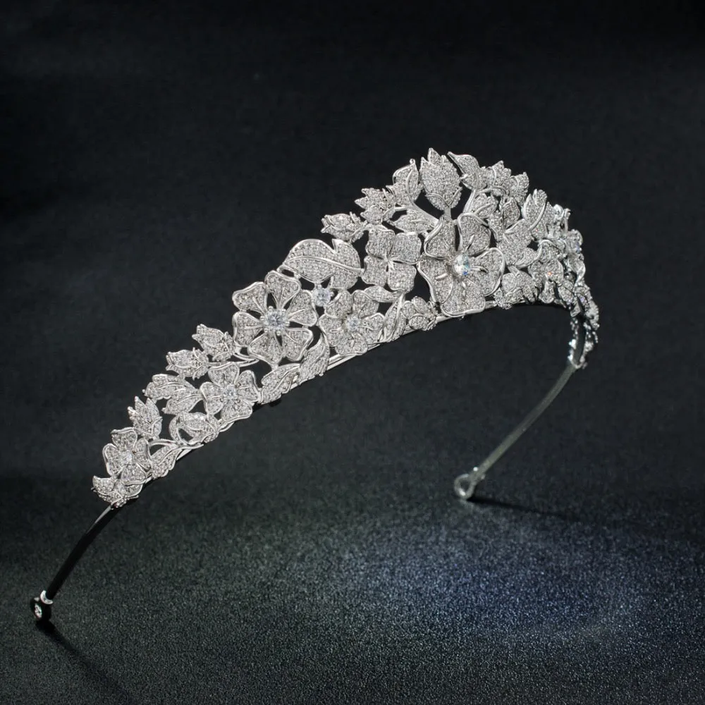 Cubic Zirconia Flower Wedding Bridal Tiara Hair Accessories CH10217