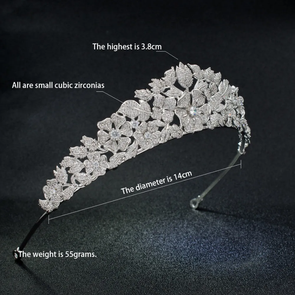 Cubic Zirconia Flower Wedding Bridal Tiara Hair Accessories CH10217