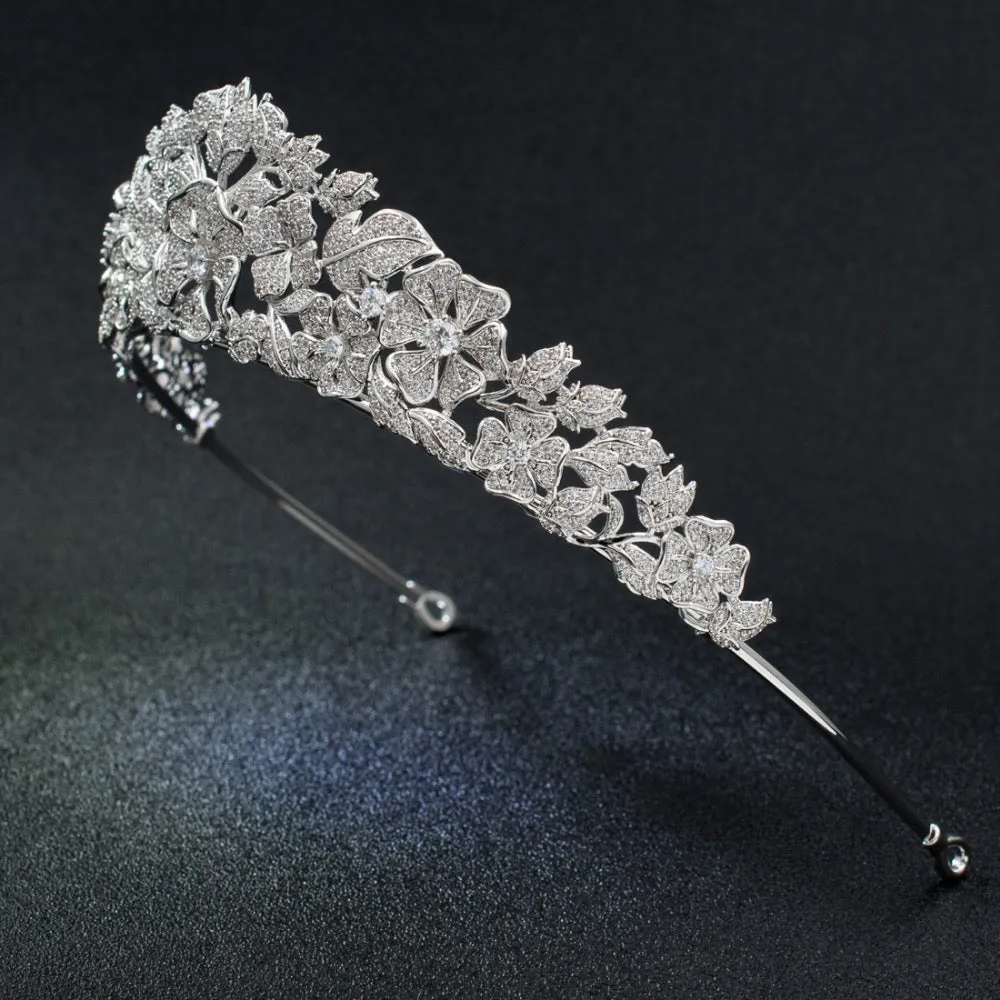 Cubic Zirconia Flower Wedding Bridal Tiara Hair Accessories CH10217