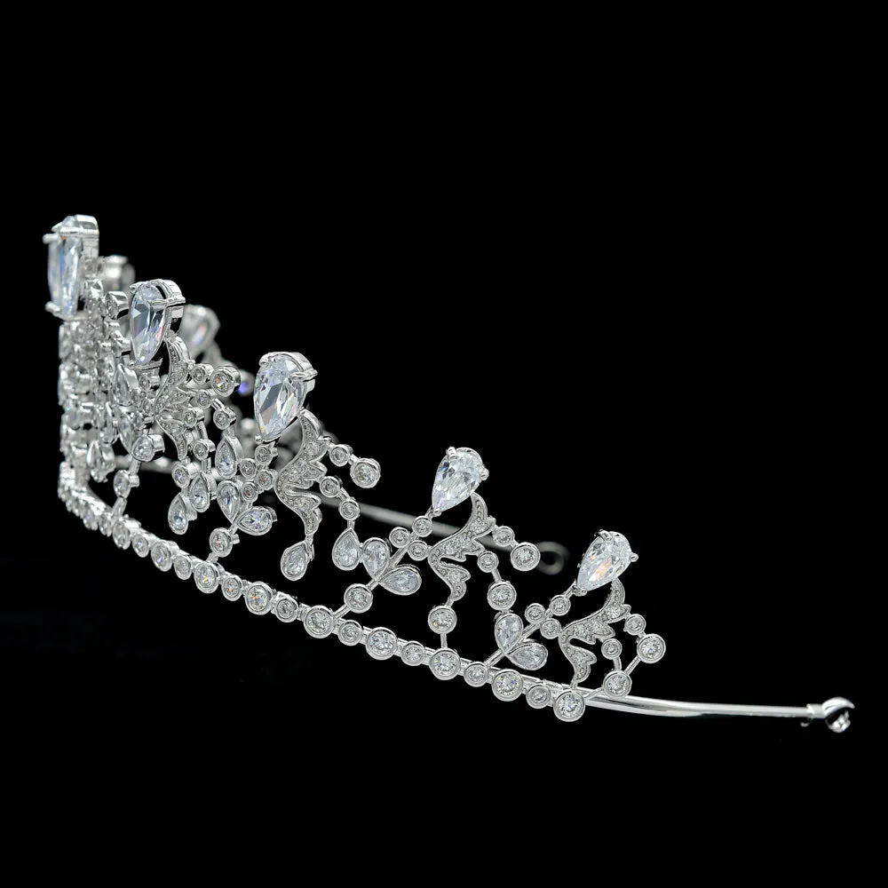 Cubic Zirconia Royal Wedding Bridal Silver Tiara Crown CH10081