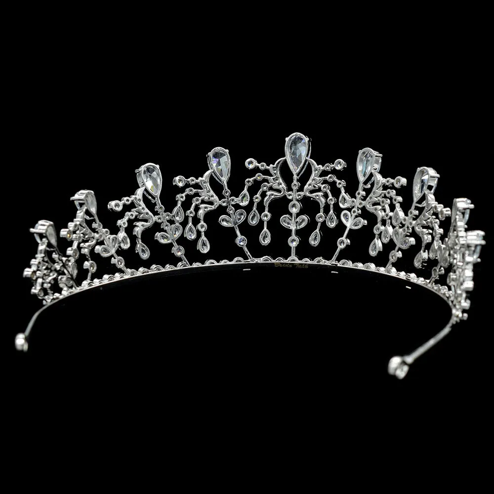 Cubic Zirconia Royal Wedding Bridal Silver Tiara Crown CH10081