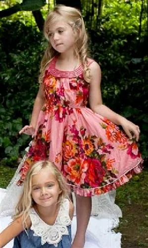 Cupcakes and Pastries Girls Floral Print dress with beaded neckline