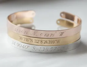 Custom Coordinates Bracelet, Custom Coordinates Cuff, Personalized