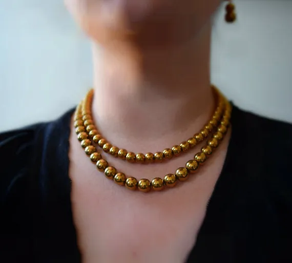 Dark Golden Bead Necklace