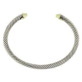 David Yurman Sterling Silver and 14K Cable Classic Cuff