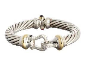 David Yurman Two-Tone 10mm Diamond Buckle Bracelet