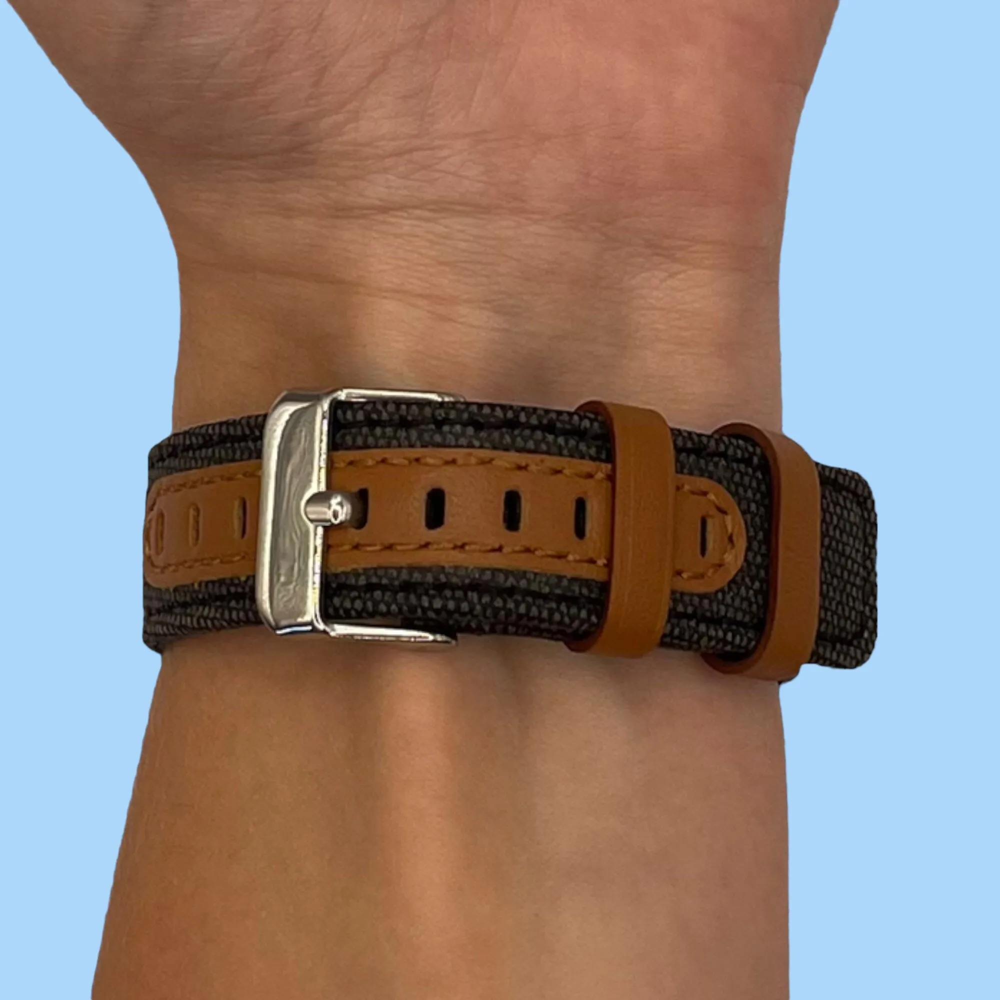 Denim & Leather Watch Straps Compatible with the OnePlus Watch